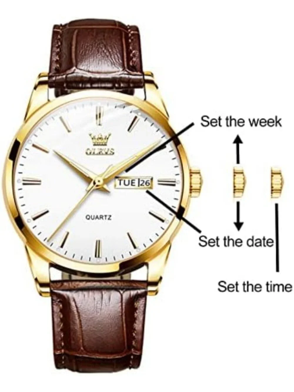 Stylish Casual Leather Watch for Men, Easy-to-Read Quartz, Waterproof Design